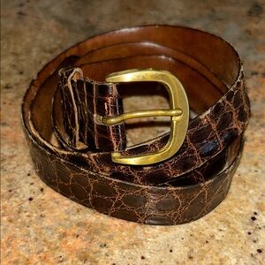 RARE! VTG 100% authentic genuine crocodile Belt w/solid brass removable Buckle